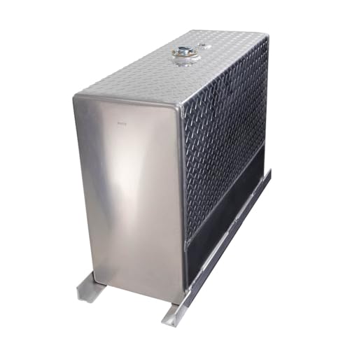 Image of 50 Gallon Upright Aluminum Hydraulic Reservoir Tank for Dump Truck, Trailer 34 x 13 x 26 Inch Liquid Transfer Tank, 1-1 /4 Inch NPT Bottom Drain Port, 2 Inch Breather Hole, 2.25 Inch Filler Neck