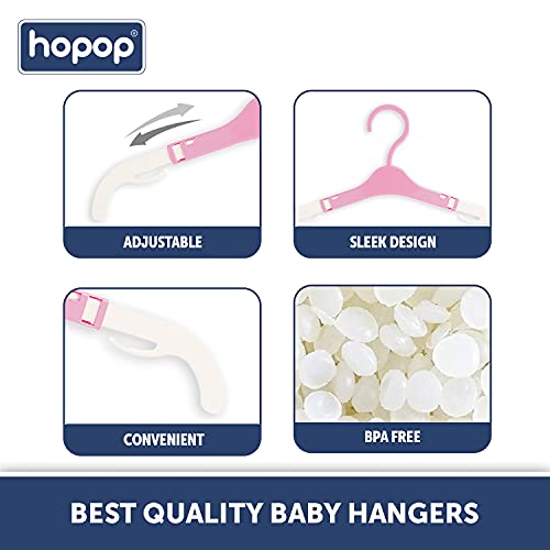 Image of Hopop Kids Hangers | Telescopic Adjustable Anti Slip Plastic Hanger for Baby & Kids Clothes |Extendable Hanger for Wardrobe|Baby Hangers for Kids Clothes Set| Multicolour (Pack of 6)