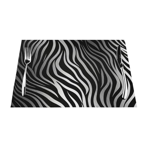 Set de table de qualité supérieure en PVC tissé zèbre chic lavable - 5