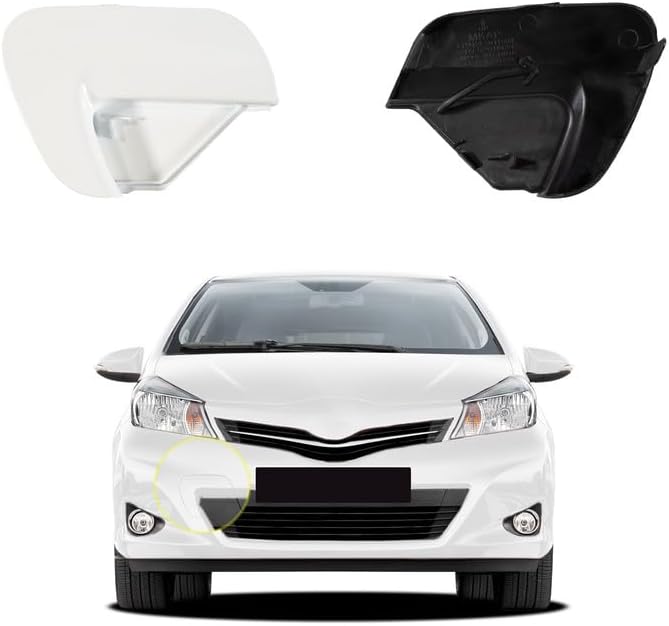 Car Front Bumper Tow Hook Cover Compatible with Toyota Yaris 2012 2013 2014 Trailer Cover Cap 52127-52931 52127-0D917 Small Lid Towing Eye Cap White Right Passenger Side