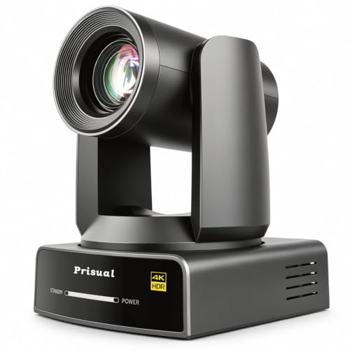 Prisual 4K NDI PTZ Camera, 50MP 1/1.55' CMOS, 20X Optical Zoom, AI Auto Tracking, HDR10, PDAF+CDAF Hybrid Focus, PoE+, H