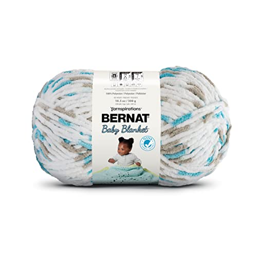 Image of Bernat BABY BLANKET BB Little Teal Dove Print Yarn - 1 Pack of 10.5oz /300g - Polyester - #6 Super Bulky - 220 Yards - Knitting /Crochet