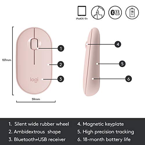 Logitech K380 + M350 Wireless Keyboard And Mouse Combo - Slim Portable Design, Quiet Clicks, Long Battery Life, Bluetooth Connectivity, Multi Device With Easy-Switch For Mac, Chrome Os, Windows - Rose #TOP5