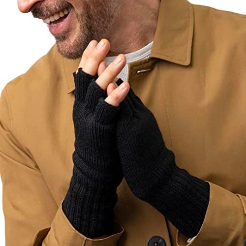 DOVORTEX fingerless gloves for men and women winter knitted mens