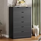 Tall 7 Drawer Dresser, Black Modern Chest of Drawers for Bedroom,Closet Dressers with Drawers for Living Room, Entryway, Hallway