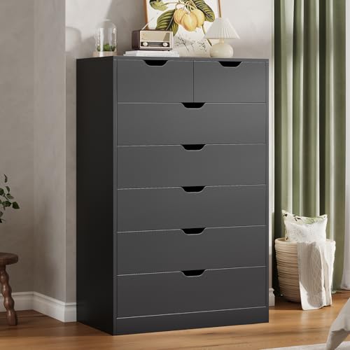 Tall 7 Drawer Dresser, Black Modern Chest of Drawers for Bedroom,Closet Dressers with Drawers for Living Room, Entryway, Hallway