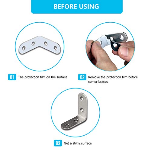 24 Pieces Stainless Steel Corner Braces (1.57 X 1.57 Inch，40 X 40 Mm) Joint Right Angle Bracket Fastener L Shaped Corner Fastener Joints Support Bracket, 96 Pieces Screws Included #TOP2