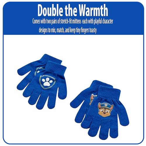 Image of Nickelodeon Boys Paw Patrol Winter Hat, 2 Pair Gloves or Mittens (Toddler /Little Boys)