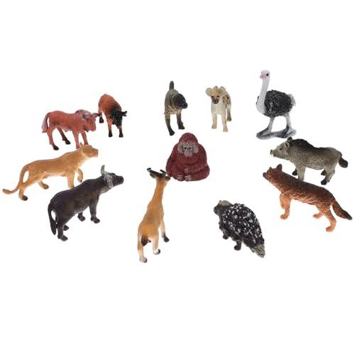 lurrose 12個 リアルなアフリカ野生動物フィギュア点 軽量で精巧な製 模型オーナメント 家や学習用デコレーションに