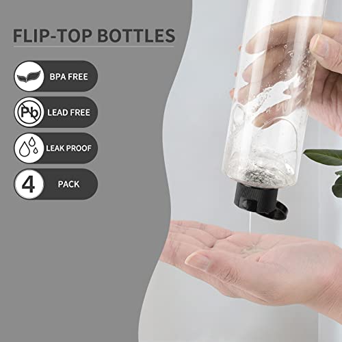 Lisapack 8.3Oz Travel Bottles With Flip Cap (4 Pcs) Empty Dispenser Container For Travel Size Cosmetics (250Ml, Clear) #TOP1