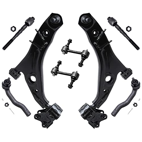 Image of Detroit Axle - Front 8pc Suspension Kit for 07-14 Ford Edge Lincoln 07-15 MKX 2007 2008 2009 2010 2011 2012 2013 2014, 2 Lower Control Arms 2 Sway Bars 4 Tie Rods Replacement
