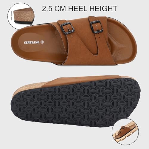 Image of Centrino Men's Berkin-Style Slip-On Sandals | Open Toe Design | Soft PU Footbed | Lightweight & Comfortable | Arch Support | On-Grip Sole | Casual Outdoor Wear (6866)