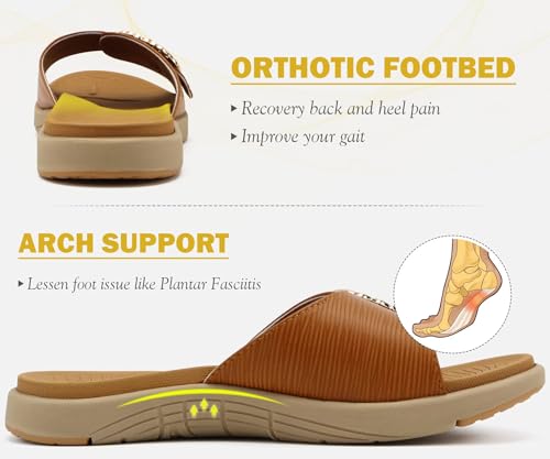 Image of COFACE Womens Dressy Orthotic Slides Lightweight Yoga Mat Thick Cushion Recovery Walking Sandals Adjustable Slip On Slippers with Comfortable Plantar Fasciitis Arch Support