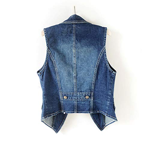 Women's Suit Denim Vest Sleeveless Cowboy Waistcoat Jacket Top Slim Fit Plus Size2