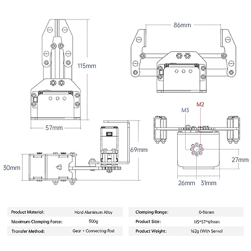 Image of Mechanical Claw Robot Gripper Grabber Pickup DIY, Building Accessory Replacement Parts, BigClaw With Digital Servo