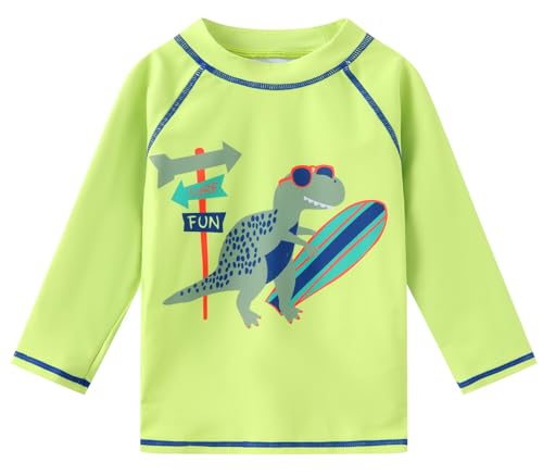 Toddlers and Baby Boys\' 3-Piece Rashguard Sets Swimsuits Sets with Hat Surfing Swimwear Sunsuit UPF 50+Stripe Dino(2-3T) - Thumbnail 3