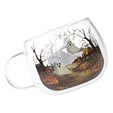 ZYKEJJDDAK Tazas de cristal con temática de Halloween, capacidad de 101 ml, aptas para lavavajillas, decoración de Halloween, para fiestas y comidas diarias, aptas para lavavajillas