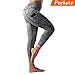 K&T Women's Yoga Pants, Power Flex High Waist Tummy Control Workout Yoga Capri Leggings with Out Pockets(Large, Grey)