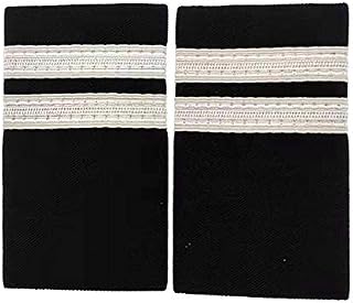 1 Pair Uniform Bars Airline Pilot Epaulets Captain Shoulder Boards Insignia Sliders Cosplay Epaulette Sliders (Two Bars Silver)