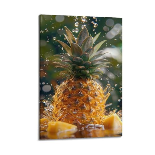 Poster mural fruits ananas dorés ZHOUKEG pour illuminer un mur blanc