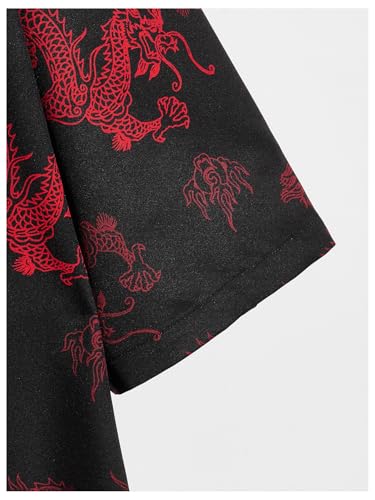 SHENHE Men's Kimono Jacket Dragon Print Open Front Chinese Kimono Yukata Noragi Bathrobe4