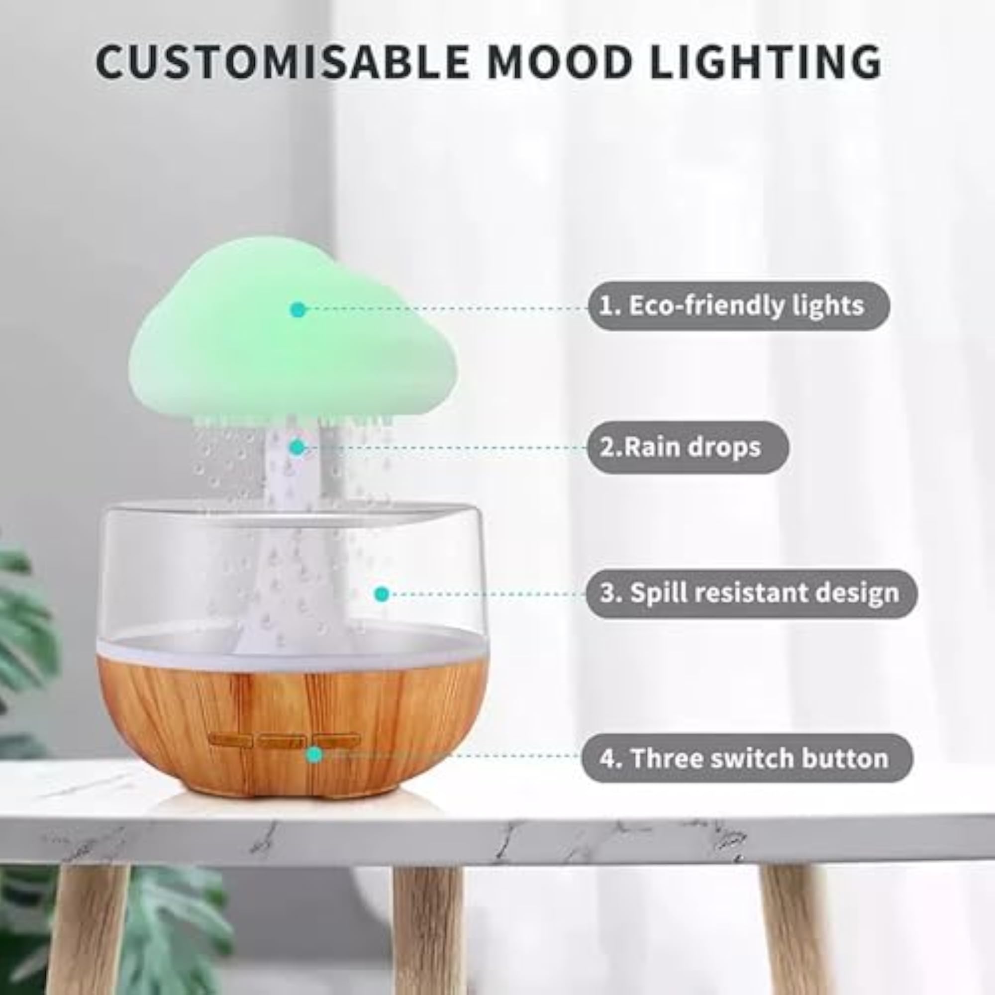 Rain Cloud Essential Diffuser with Calming Night Lights