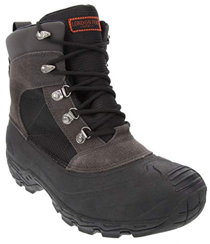 LONDON FOG Mens Woodside Waterproof and Insulated Cold Weather Snow Boot Grey 12