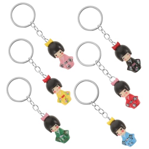 STOBAZA 6Pcs Japanese Style Kimono Doll Keychains Bag Hanging Pendants for Schoolbags and Car Keys Unique Decorative Key Rings for Daily Use