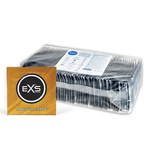 EXS | Préservatifs Magnum | Lubrifiés en Latex Naturel et en Silicone | Grand Format | Végan | Lot de 100