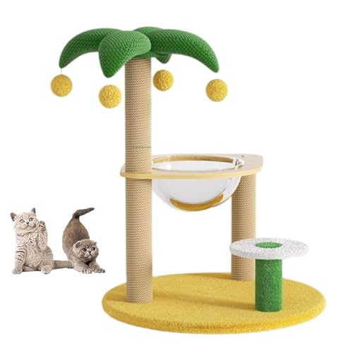 キャットツリータワー 止まり木付き かわいい子猫用爪とぎポスト サイザルロープ付き 屋内用 サイザル猫用爪とぎ サイザル猫用爪とぎポスト ベッド付き ぶら下がる