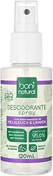 Desodorante Spray Natural e Vegano com Óleos Essenciais de Melaleuca e Lavanda, 24 horas de proteção, Sem Alumínio, Sem Parabenos, Sem Triclosan, Boni Natural, 120ml
