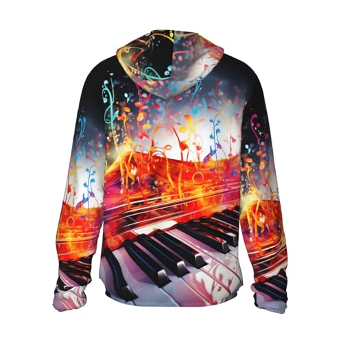 Men's UPF 50+ Sun Protection Hoodie Colorful Piano Keyboard Music Note Long Sleeve Sun Shirts Full Zip Light Fishing Jacket2
