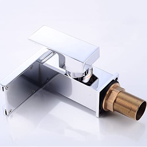 Grifo cascada LED para lavabo de latón negro con control de temperatura 2