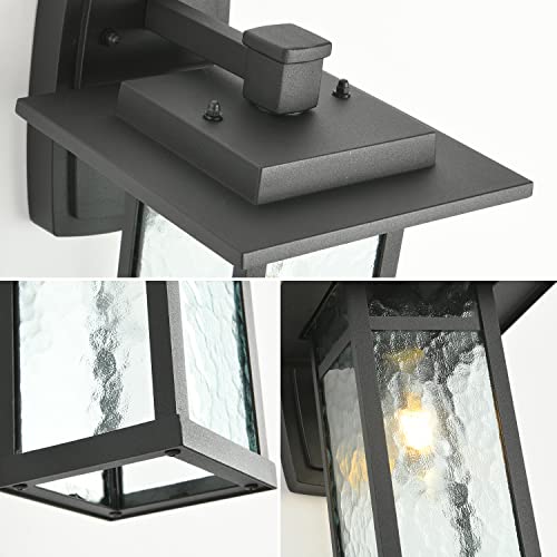 Smeike Outdoor Wall Sconces, 13.6”H Led Exterior Light Fixture, Matte Black Finish Exterior Wall Lanterns For Porch, Garage, Front. Water Glass #TOP7