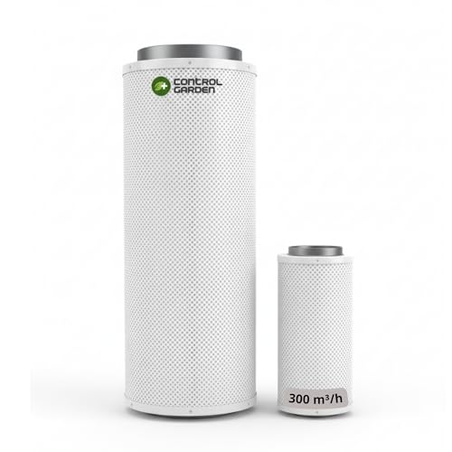 + control GARDEN Filtro de Carbón Activo para Armario de Cultivo 300 m³/h | Tubo Neutralizador de Olores para Cultivo Hidropónico | Carbon 100% Australiano RC -4/8 | Ø 100 mm Longitud 200 m
