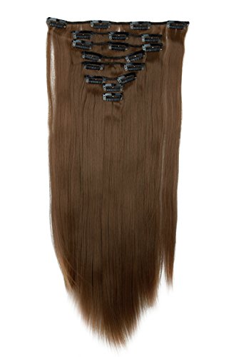 S-noilite - Extension a Clip Cheveux Naturel Clip in Hair Extensions Tête Pleine 8 Bandes 18 Clips 66cm Tout Droit - Brun clair