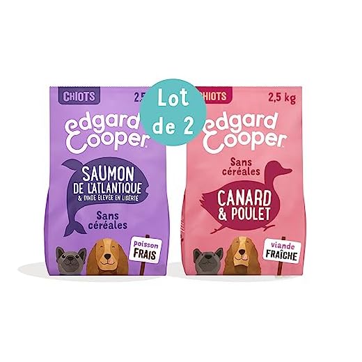Edgard & Cooper Croquettes Chiot Chien Junior sans Cereales Nourriture Naturelle 2.5kg Canard et Poulet Frais + Edgard & Cooper Croquettes Chiot Chien Junior sans Cereales 2.5kg Saumon/Dinde Frais