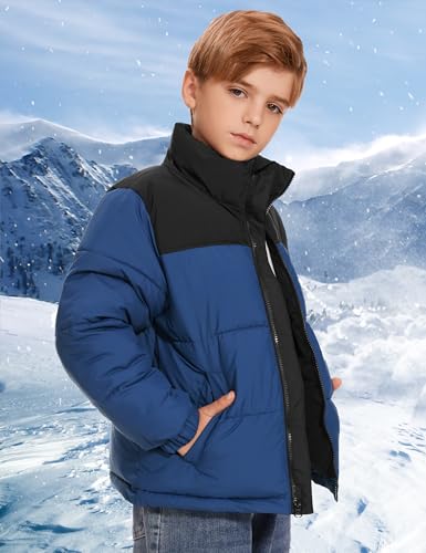 Flygo Boys Girls Puffer Jacket Kids Winter Coat Water-Resistant Warm Colorblock Quilted Bubble Puffy Jackets Coats2
