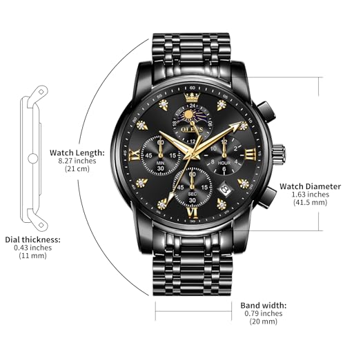 Image of OLEVS Watches for Men Dress Chronograph Luxury Stainless Steel Big Face