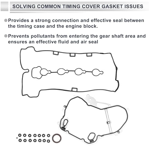 Image of Engine Timing Cover Gasket Set TCS46041 /JV5068 for Chevrolet Malibu 2.2L 2004-2005 Long-lasting Sealing Chain Case Cover Gasket Rubber,Metal 1 Set