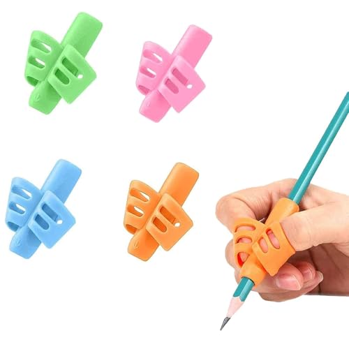 Rpanle 4 Pack Pencil Grips for Children, Writing Aid Grip Pen Grips Pencil Holder Grip Handwriting Grip Soft Silicone Corrector Writing Tool for Kids Students Toddlers Preschoolers (4 Colors)