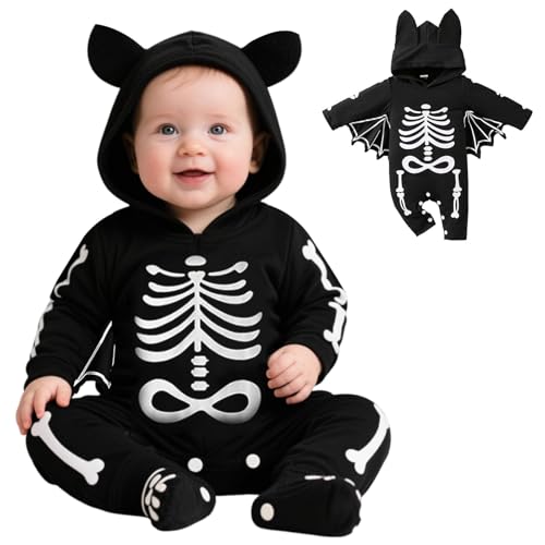 FUTERLY Disfraz Halloween Bebe, Disfraz Murcielago Bebe, Disfrazs Esqueleto Bebes, Disfraces Halloween Bebes, Traje Halloweens Bebé, Body Halloweens Bebé 12-18 Meses