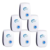 Repelente Ultrasónico de Plagas, 6 Pack Repelente Ultrasónico Mosquitos, Antimosquitos Electrónico y Ahuyentador de Roedores para Anti Mosquitos, Cucarachas, Ratones, Moscas, Arañas, Roedores
