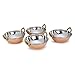 Zap Impex - Juego de 4 cuencos indios de cobre martillado, acero inoxidable, platos indios y curry pequeño (15 cm)