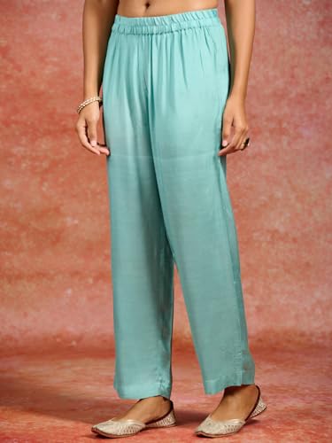 Image of Libas Embroidered Georgette Straight Kurta With Trouser and Dupatta
