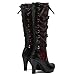 KysBloes Women Lace Goth Knee High Boots Buckle Block Heel Lace Up Knee Length Boots Punk Platform Tall Boot(Red,US size 8.5)