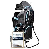 DROMADER Zaino Porta Bambino Montagna - Zaino Porta Bimbo fino a 22kg con Parasole, Parapioggia, Tasca Isolante, Materassino Fasciatoio - Telaio Pieghevole con Una Mano - Nero e Blu