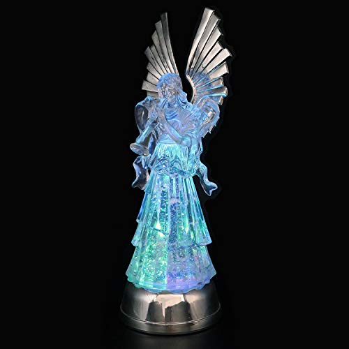 DRomance 14" Angel Trumpet Snow Globe Battery Operated with 6 Hour Timer