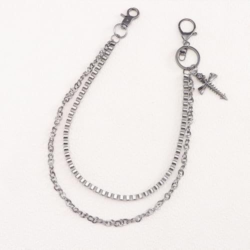Image of Gothic Pants Chain Wallet Keychain Edgy Punk Hip Hop Waist Accessory for Jeans, Streetwear, and Rebel Women Men