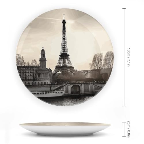 Plato decorativo de porcelana estilo Viaje París 7 pulgadas miniatura 2